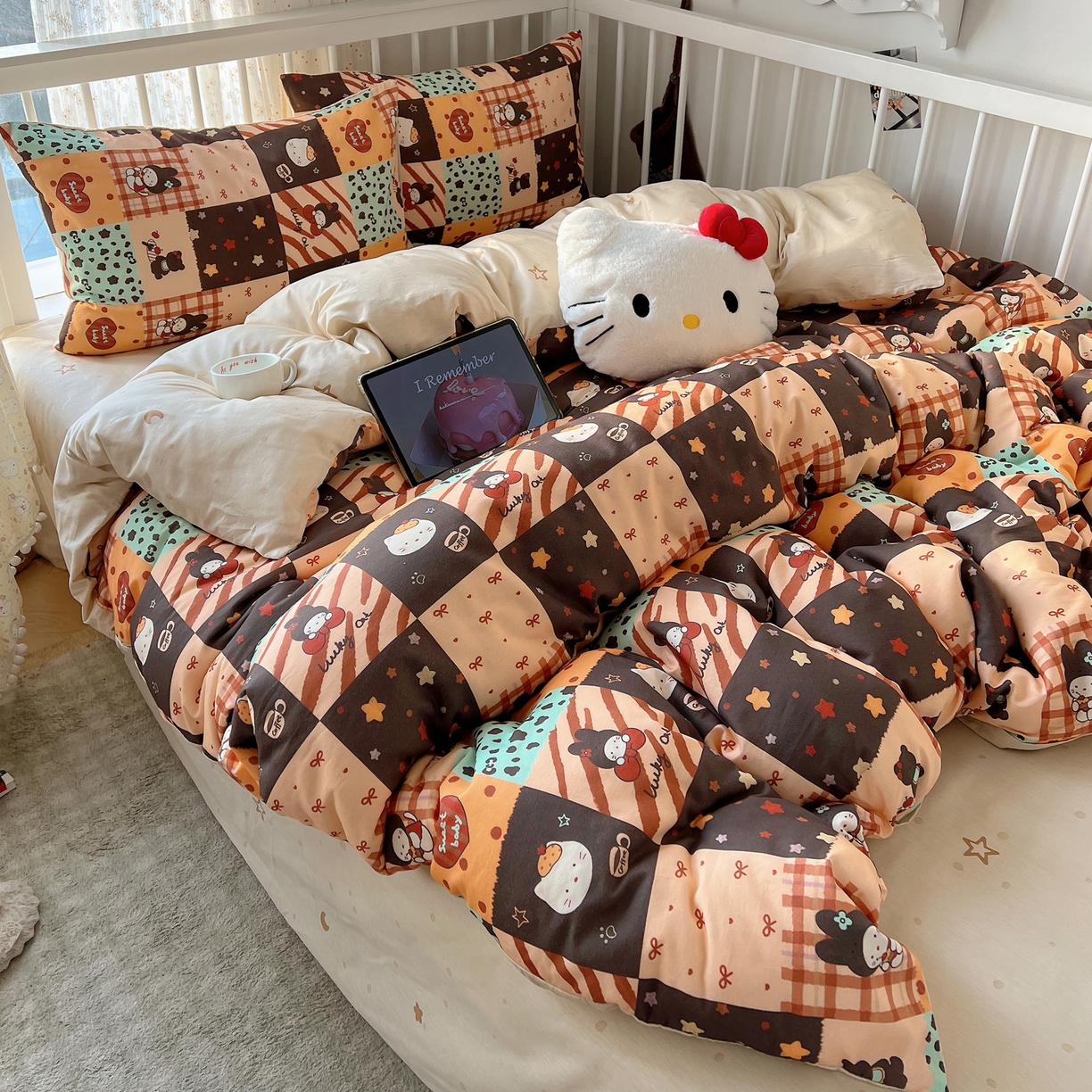 91家纺网 家纺一手货源 找家纺 桃喜 2026新款全棉40支12868四件套-小猫系列 蛋糕咖啡猫