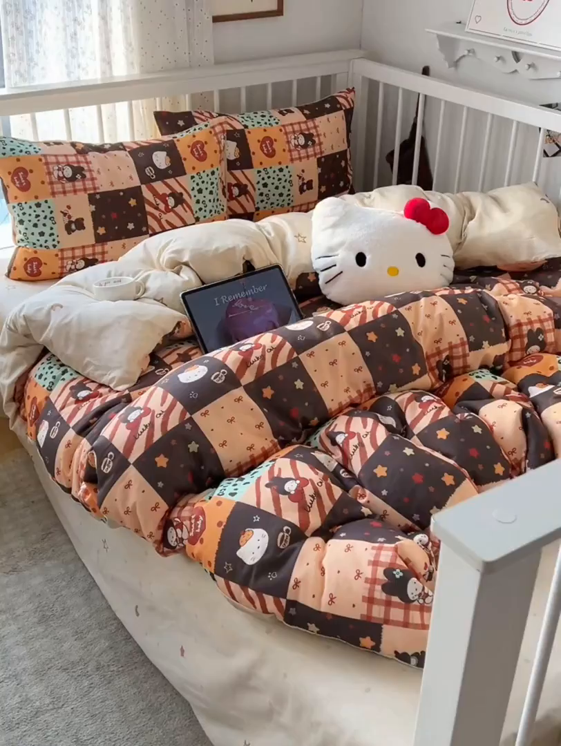 91家纺网 家纺一手货源 找家纺 桃喜 2026新款全棉40支12868四件套-小猫系列 蛋糕咖啡猫