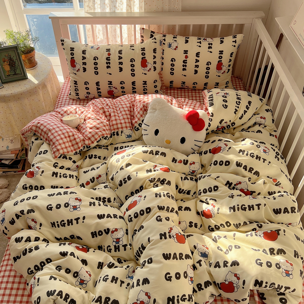 91家纺网 家纺一手货源 找家纺 桃喜 2026新款全棉40支12868四件套-小猫系列 字母小猫