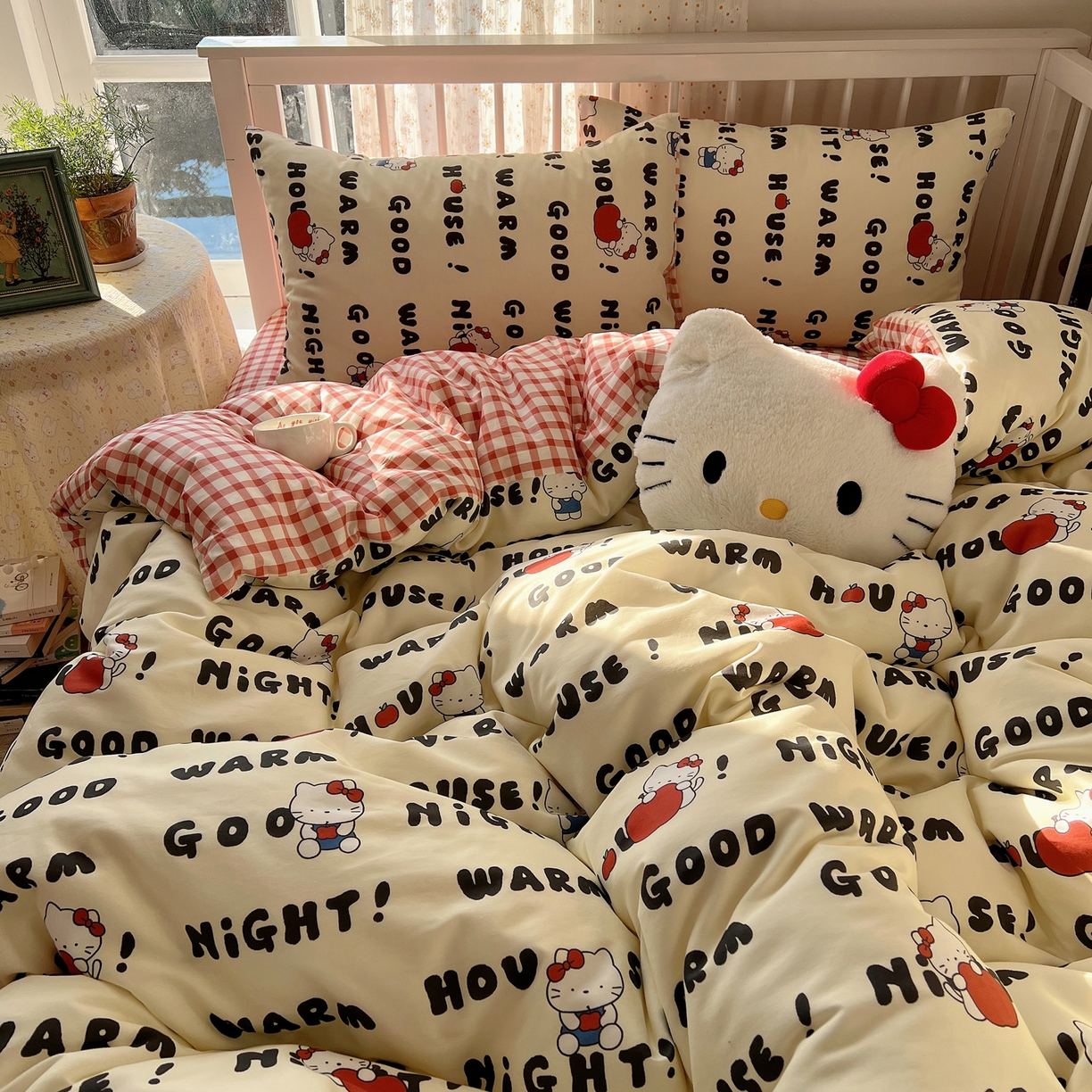 91家纺网 家纺一手货源 找家纺 桃喜 2026新款全棉40支12868四件套-小猫系列 字母小猫