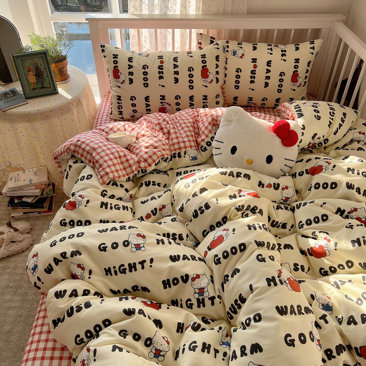 91家纺网 家纺一手货源 找家纺 桃喜 2026新款全棉40支12868四件套-小猫系列 字母小猫