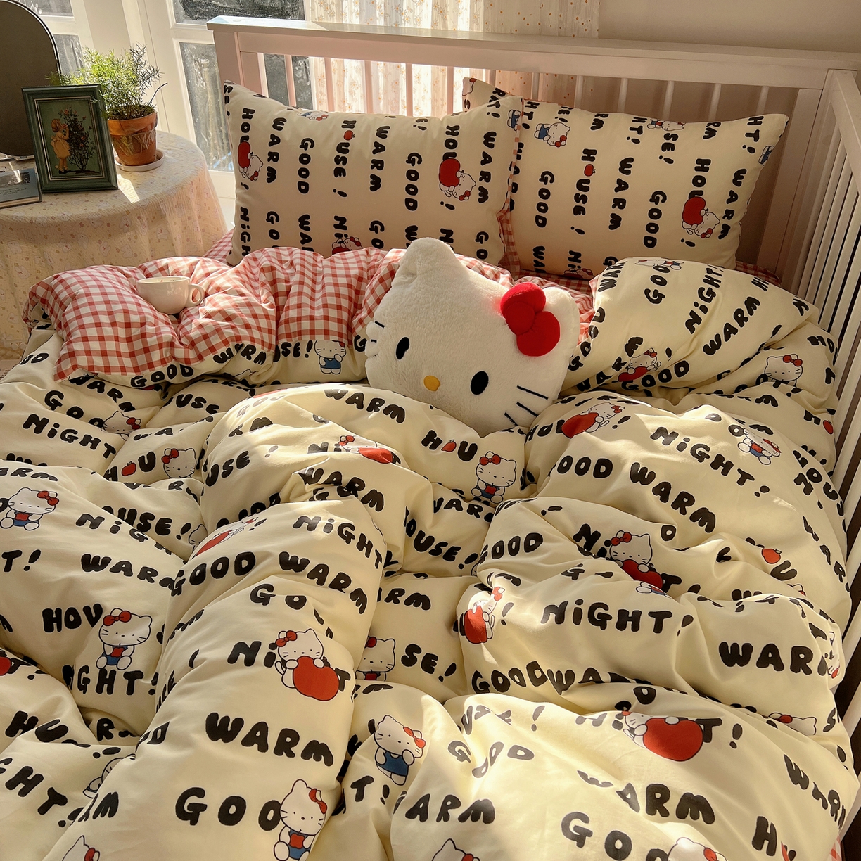 91家纺网 家纺一手货源 找家纺 桃喜 2026新款全棉40支12868四件套-小猫系列 字母小猫