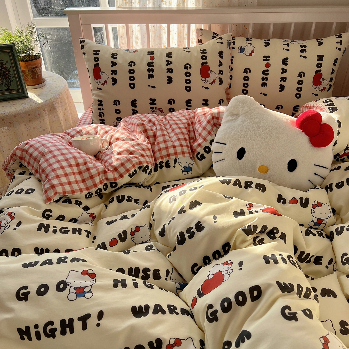 91家纺网 家纺一手货源 找家纺 桃喜 2026新款全棉40支12868四件套-小猫系列 字母小猫