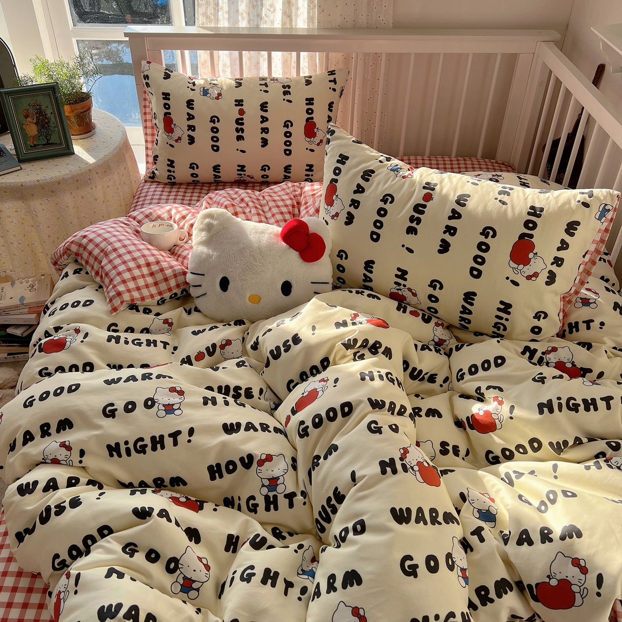 91家纺网 家纺一手货源 找家纺 桃喜 2026新款全棉40支12868四件套-小猫系列 字母小猫