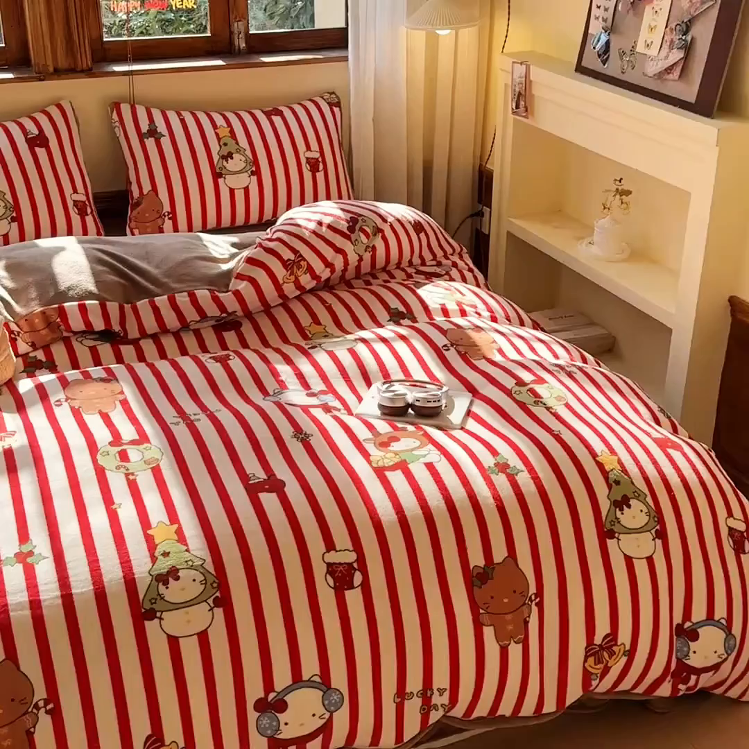 91家纺网 家纺一手货源 找家纺 （总）桃喜 2026新年限定高克重猫咪系列四件套