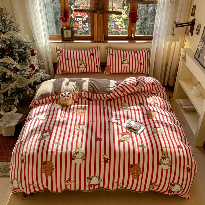 91家纺网 家纺一手货源 找家纺 （总）桃喜 2026新年限定高克重猫咪系列四件套