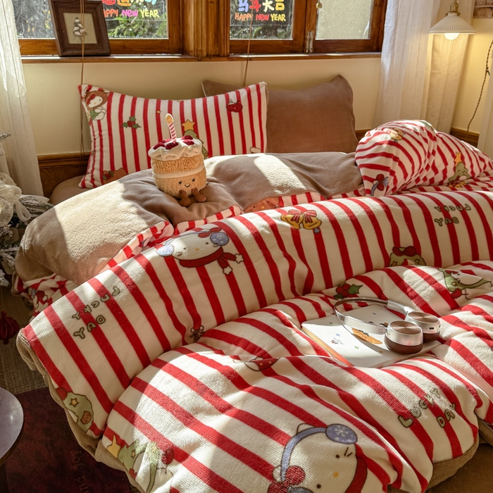 91家纺网 家纺一手货源 找家纺 桃喜 2026新年限定高克重猫咪系列四件套 新年猫咪（牛奶绒）