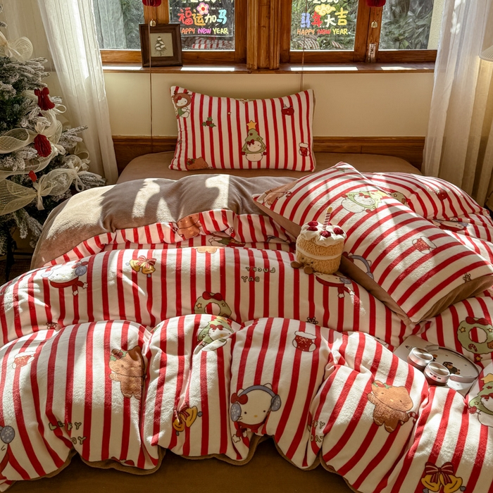 91家纺网 家纺一手货源 找家纺 桃喜 2026新年限定高克重猫咪系列四件套 新年猫咪（牛奶绒）