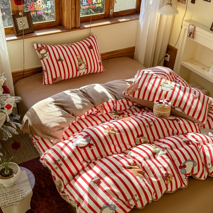 91家纺网 家纺一手货源 找家纺 桃喜 2026新年限定高克重猫咪系列四件套 新年猫咪（牛奶绒）