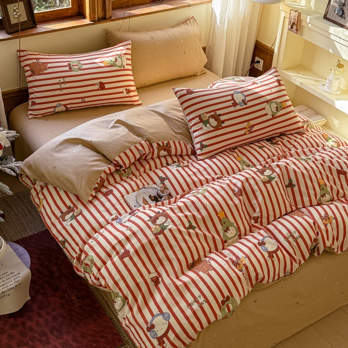 91家纺网 家纺一手货源 找家纺 桃喜 2026新年限定高克重猫咪系列四件套 新年猫咪（全棉）