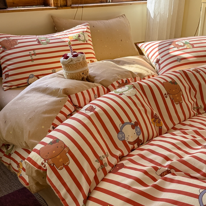 91家纺网 家纺一手货源 找家纺 桃喜 2026新年限定高克重猫咪系列四件套 新年猫咪（全棉）