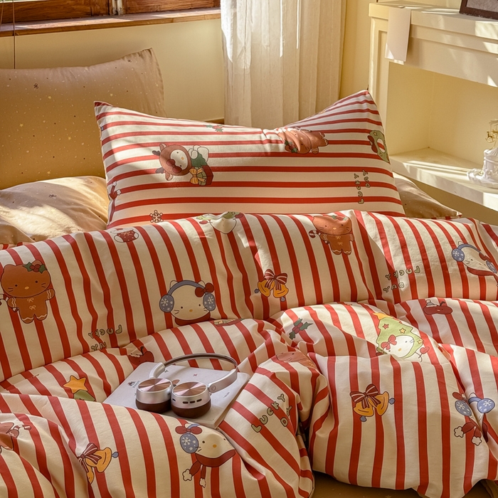 91家纺网 家纺一手货源 找家纺 桃喜 2026新年限定高克重猫咪系列四件套 新年猫咪（全棉）