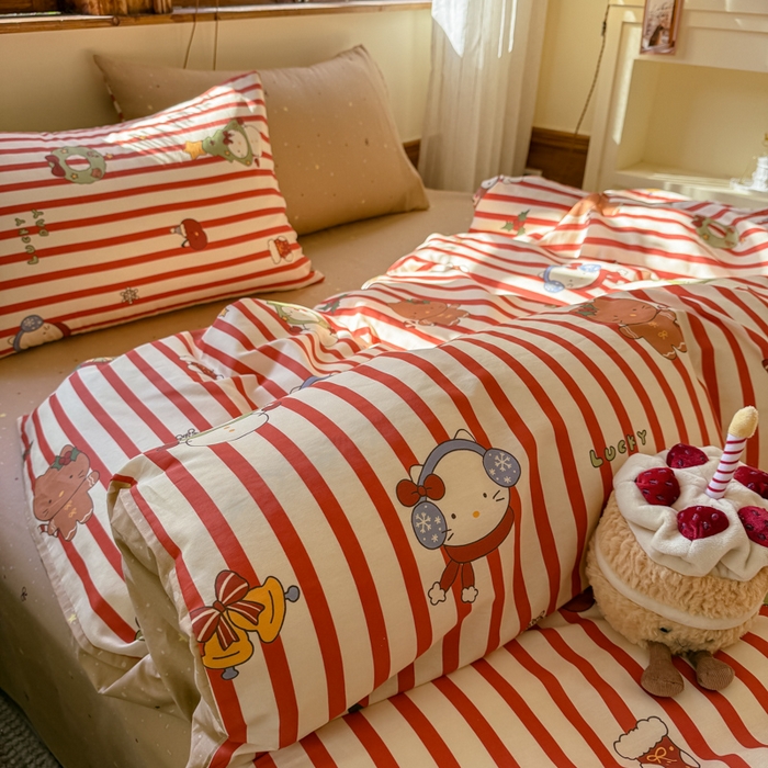 91家纺网 家纺一手货源 找家纺 桃喜 2026新年限定高克重猫咪系列四件套 新年猫咪（全棉）