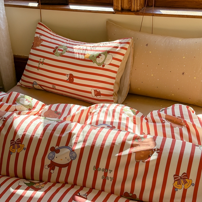 91家纺网 家纺一手货源 找家纺 桃喜 2026新年限定高克重猫咪系列四件套 新年猫咪（全棉）