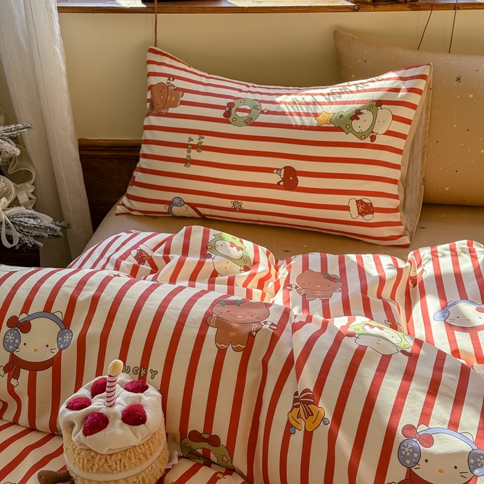 91家纺网 家纺一手货源 找家纺 桃喜 2026新年限定高克重猫咪系列四件套 新年猫咪（全棉）