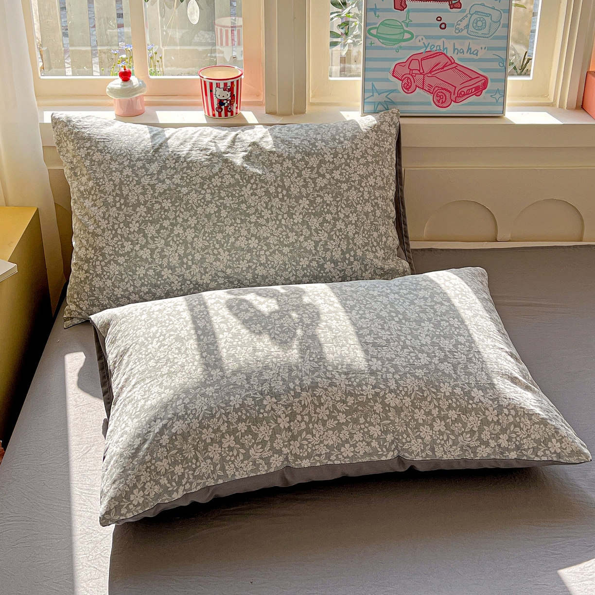 91家纺网 家纺一手货源 找家纺 弗苓家纺 2026新款古法水洗仿棉云感纱四件套小布袋 漫野