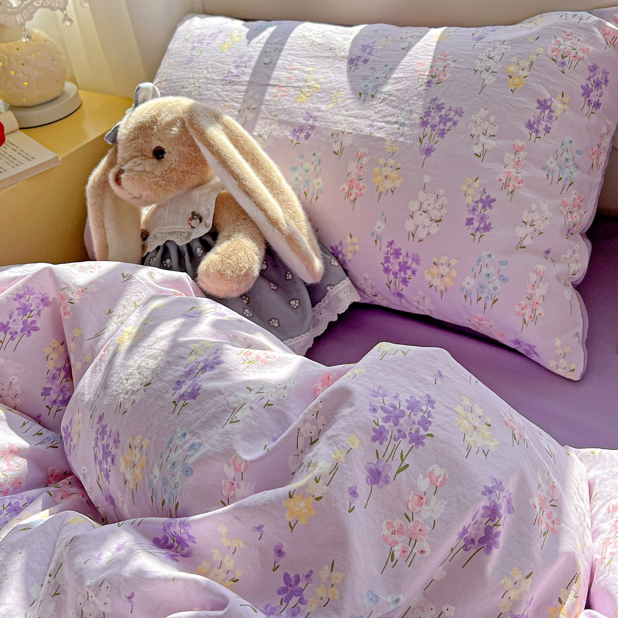 91家纺网 家纺一手货源 找家纺 弗苓家纺 2026新款古法水洗仿棉云感纱四件套小布袋 梦境