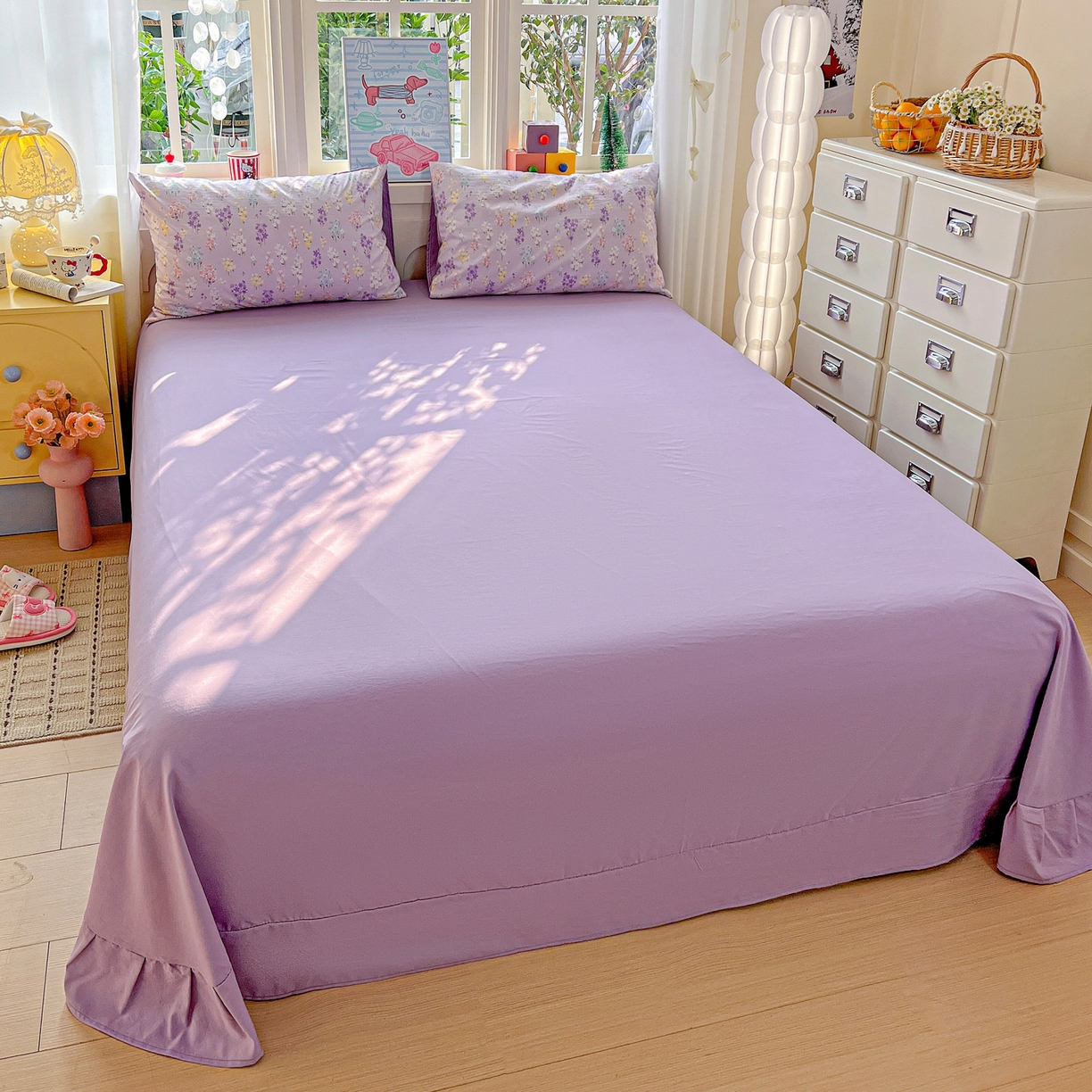 91家纺网 家纺一手货源 找家纺 弗苓家纺 2026新款古法水洗仿棉云感纱四件套小布袋 梦境