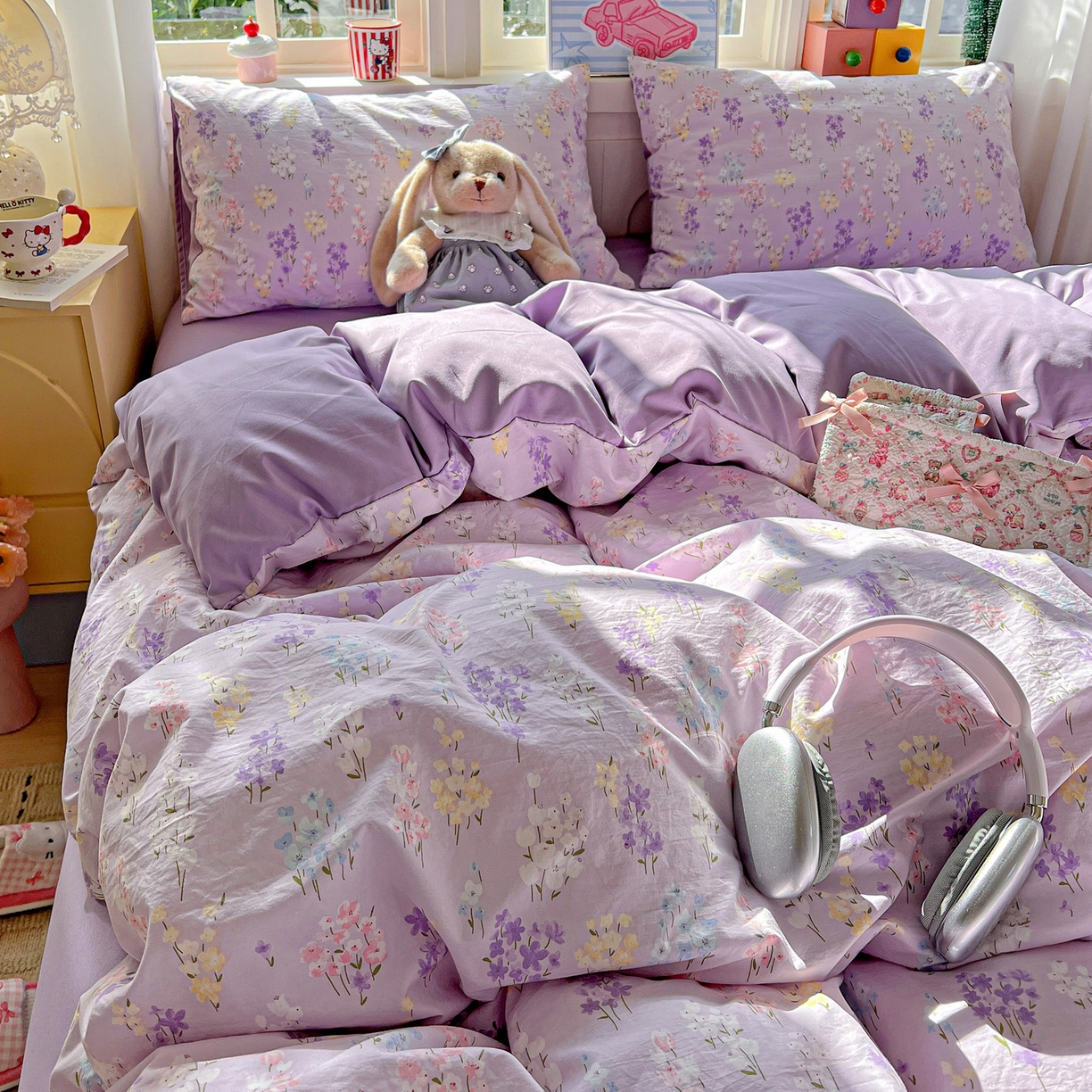 91家纺网 家纺一手货源 找家纺 弗苓家纺 2026新款古法水洗仿棉云感纱四件套小布袋 梦境