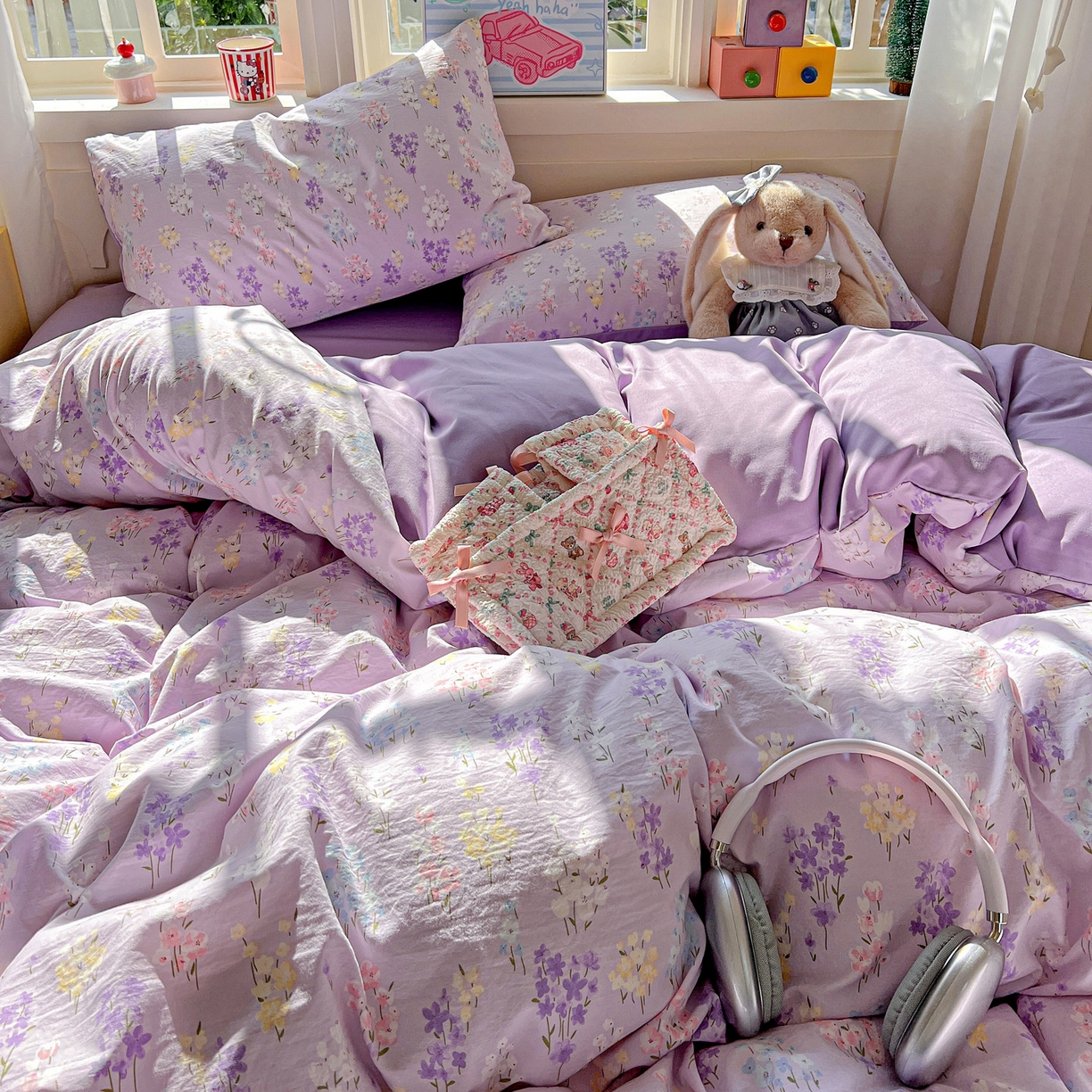 91家纺网 家纺一手货源 找家纺 弗苓家纺 2026新款古法水洗仿棉云感纱四件套小布袋 梦境