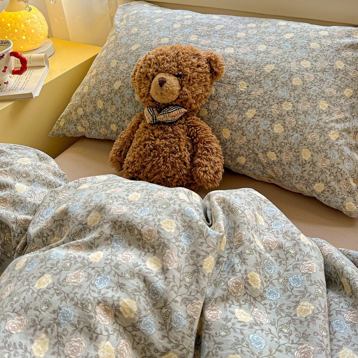 91家纺网 家纺一手货源 找家纺 弗苓家纺 2026新款古法水洗仿棉云感纱四件套小布袋 梦屿