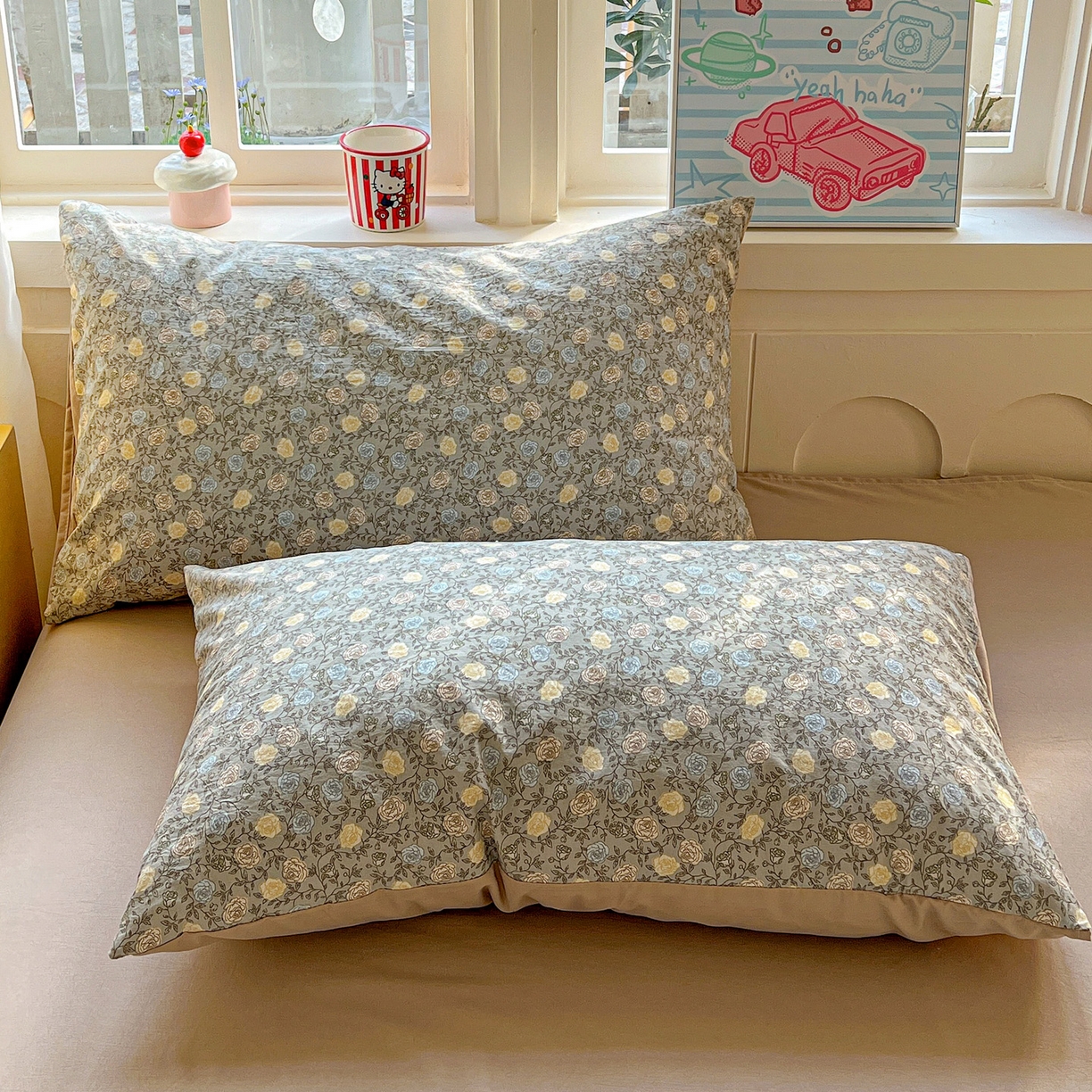 91家纺网 家纺一手货源 找家纺 弗苓家纺 2026新款古法水洗仿棉云感纱四件套小布袋 梦屿