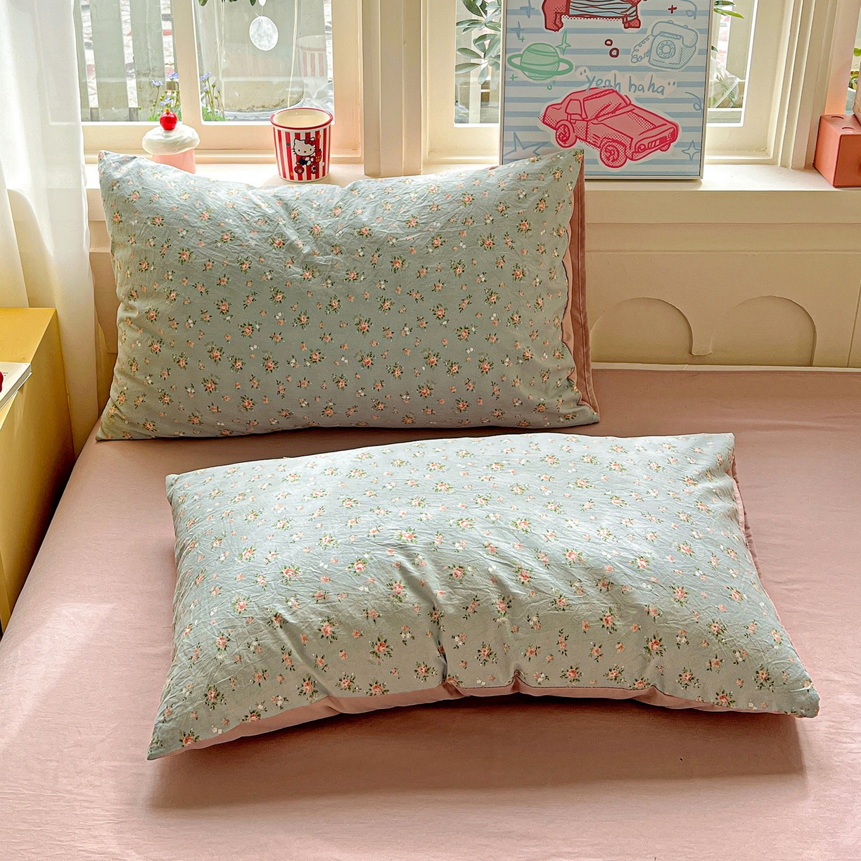 91家纺网 家纺一手货源 找家纺 弗苓家纺 2026新款古法水洗仿棉云感纱四件套小布袋 秘密花园