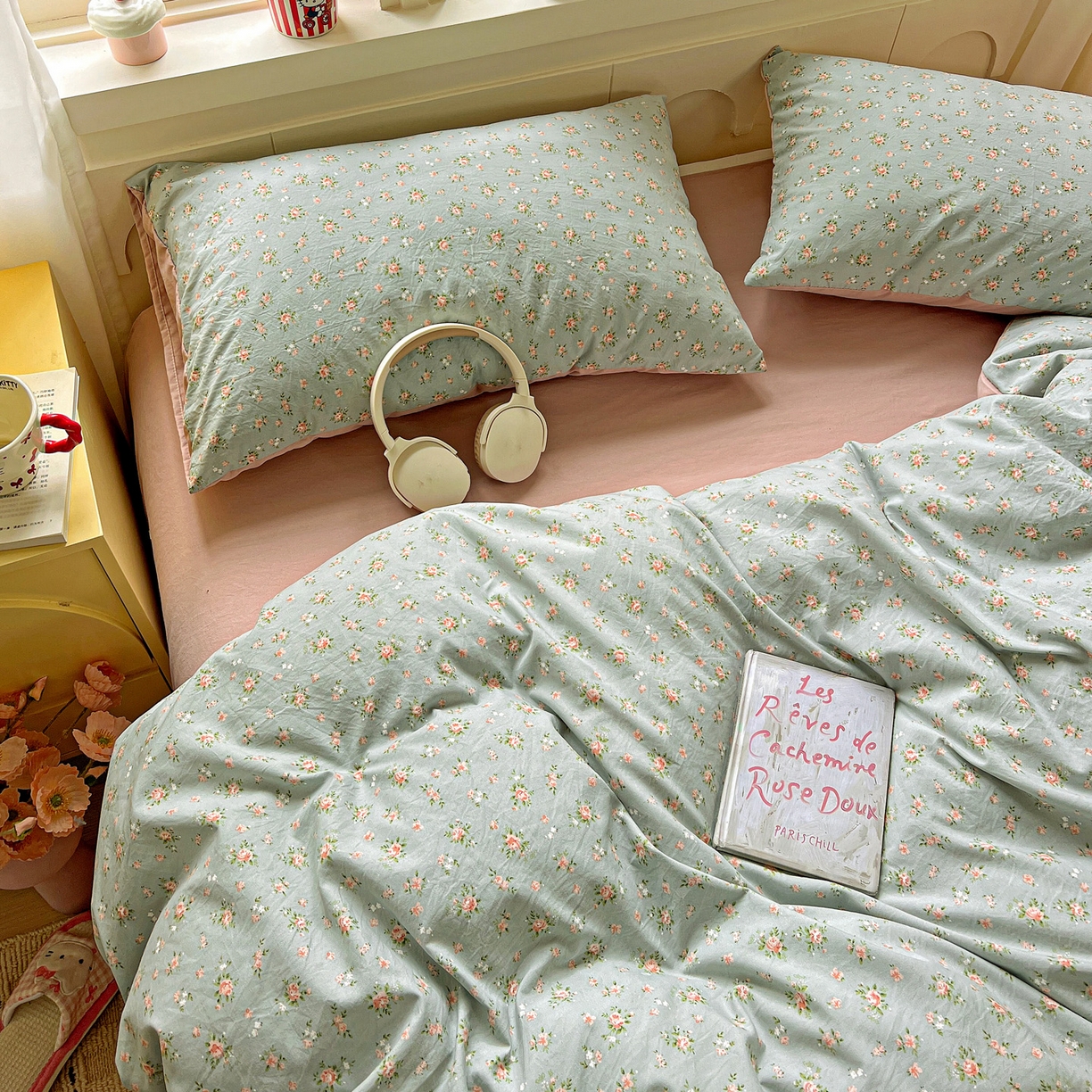 91家纺网 家纺一手货源 找家纺 弗苓家纺 2026新款古法水洗仿棉云感纱四件套小布袋 秘密花园