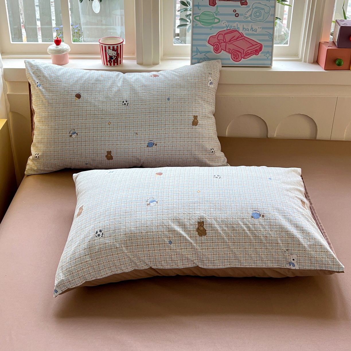 91家纺网 家纺一手货源 找家纺 弗苓家纺 2026新款古法水洗仿棉云感纱四件套小布袋 时光里