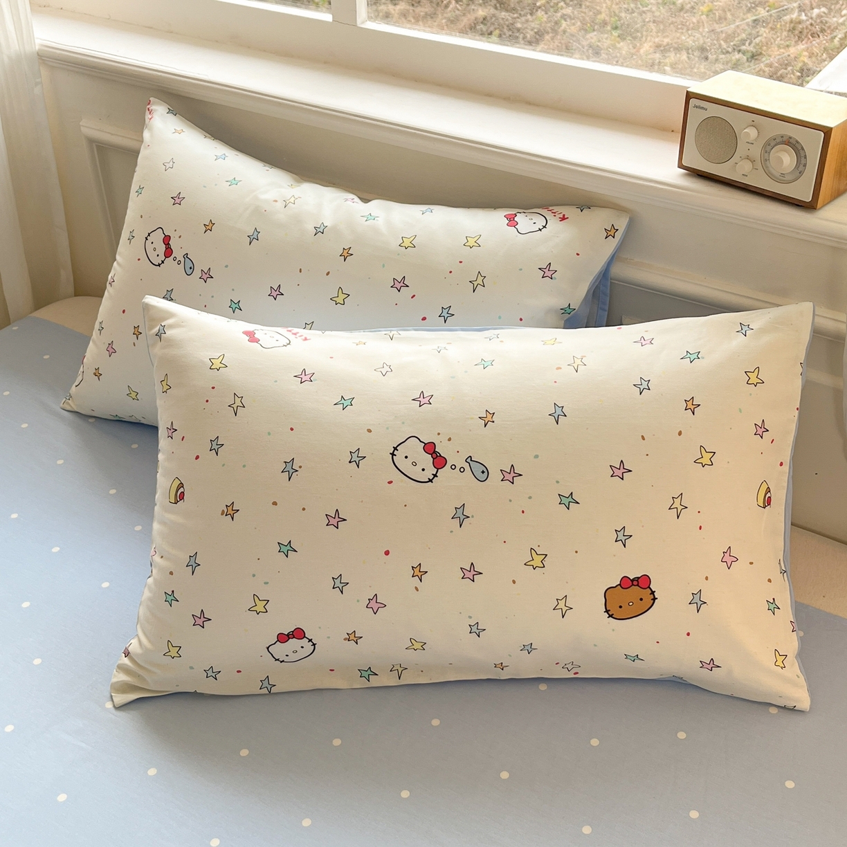 91家纺网 家纺一手货源 找家纺 博雅 2026新款全棉纯棉卡通四件套 星星蝴蝶结猫