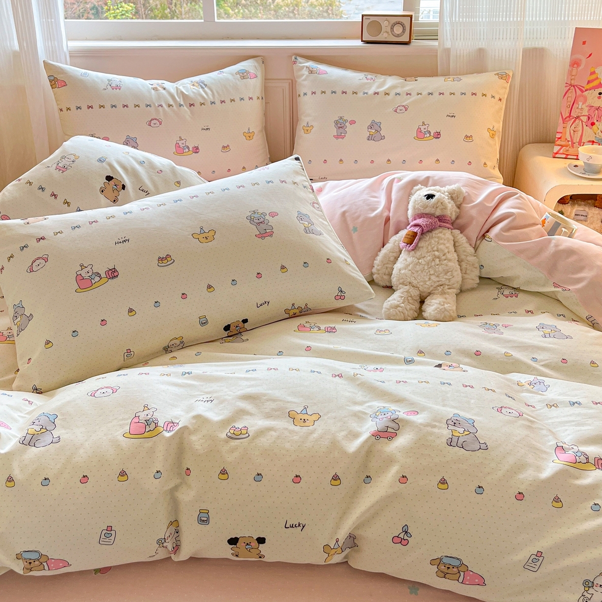 91家纺网 家纺一手货源 找家纺 博雅 2026新款全棉纯棉卡通四件套 萌宠日记