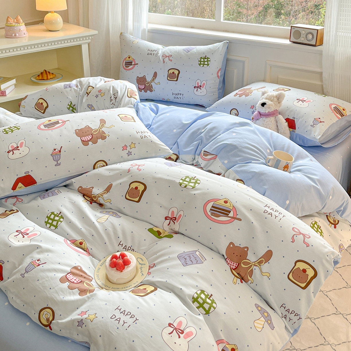 91家纺网 家纺一手货源 找家纺 博雅 2026新款全棉纯棉卡通四件套 甜品屋