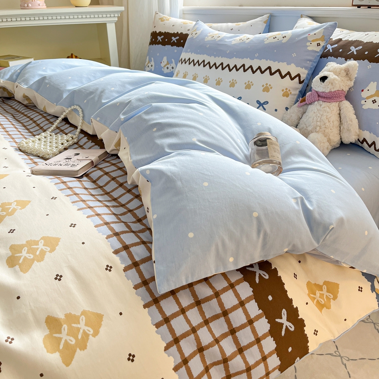 91家纺网 家纺一手货源 找家纺 博雅 2026新款全棉纯棉卡通四件套 雪地小狗