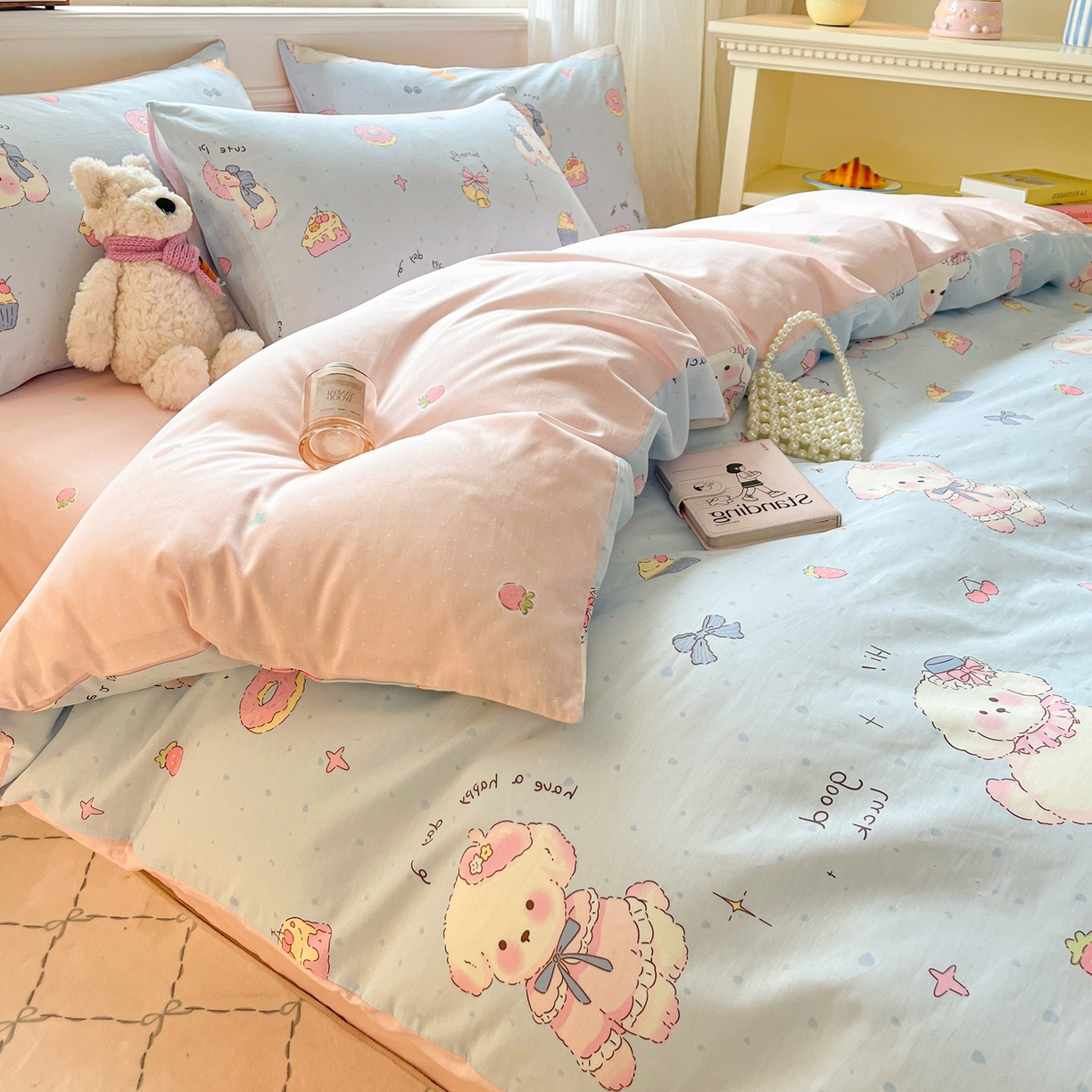 91家纺网 家纺一手货源 找家纺 博雅 2026新款全棉纯棉卡通四件套 帽子甜心狗