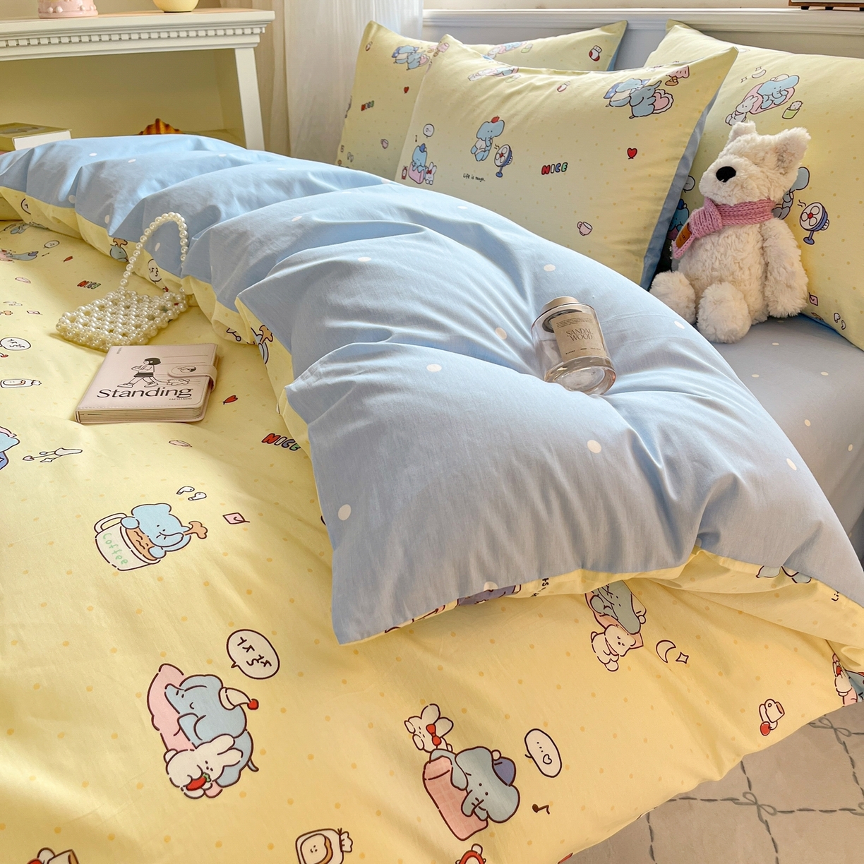 91家纺网 家纺一手货源 找家纺 博雅 2026新款全棉纯棉卡通四件套 晚安小象