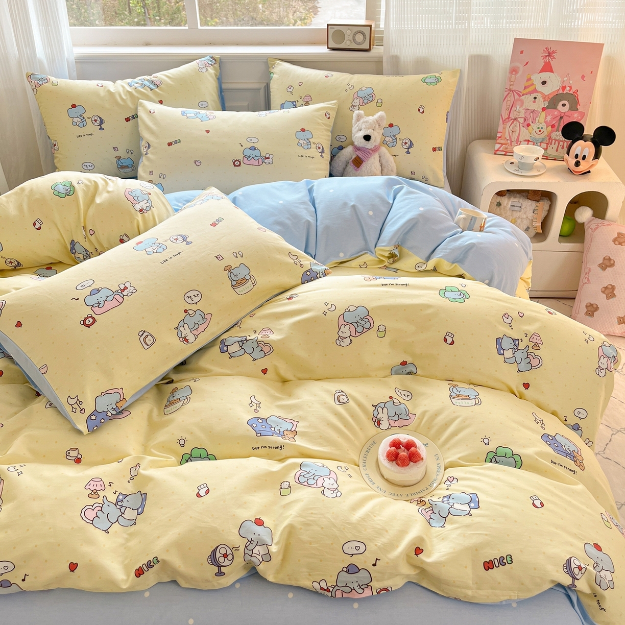 91家纺网 家纺一手货源 找家纺 博雅 2026新款全棉纯棉卡通四件套 晚安小象