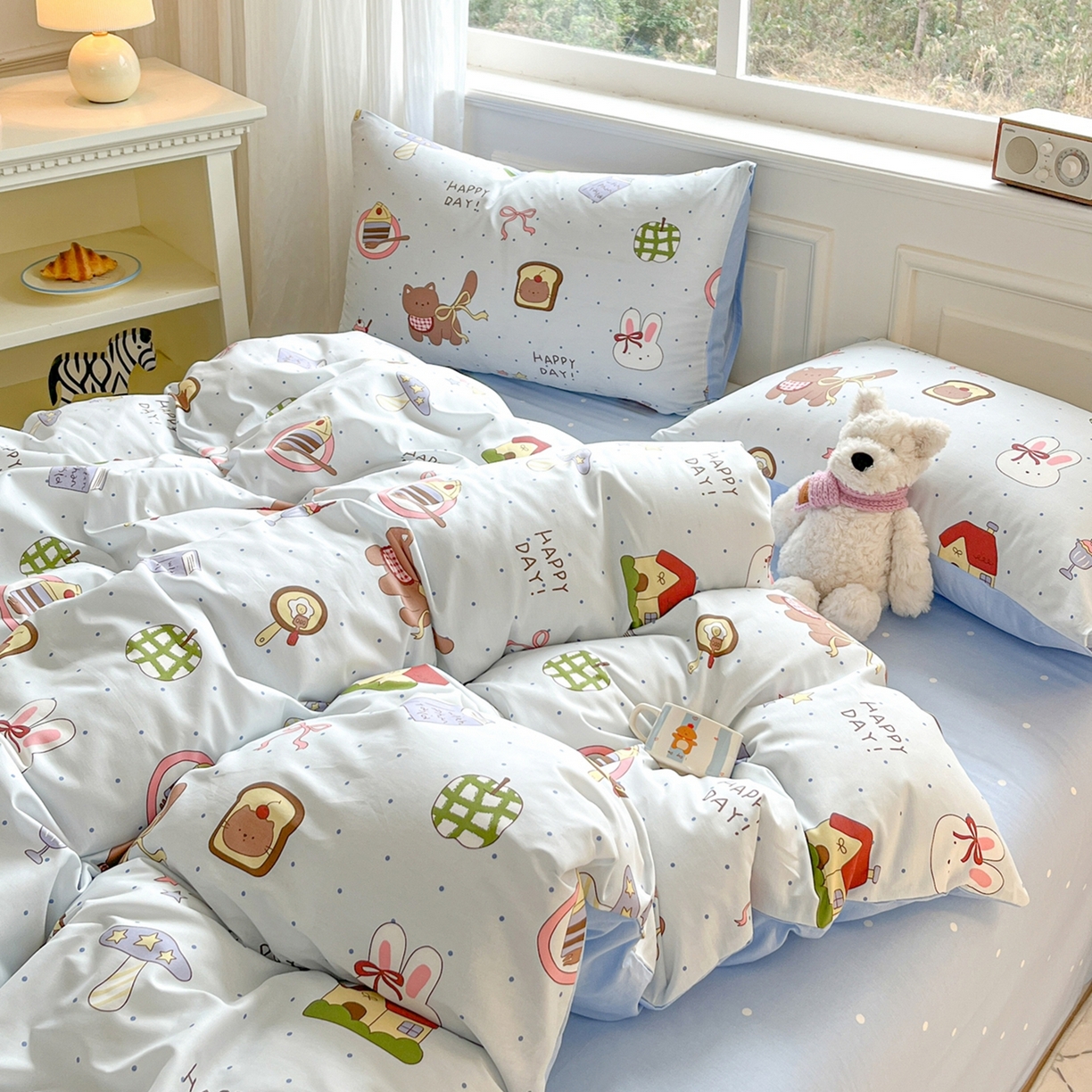 91家纺网 家纺一手货源 找家纺 博雅 2026新款全棉纯棉卡通四件套 甜品屋