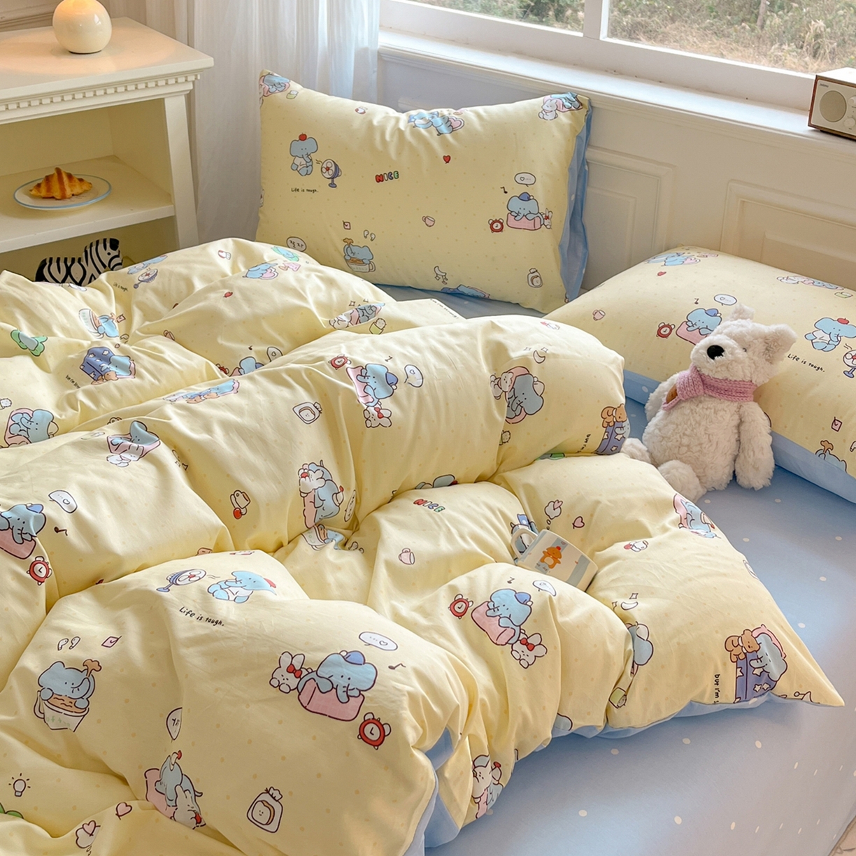 91家纺网 家纺一手货源 找家纺 博雅 2026新款全棉纯棉卡通四件套 晚安小象