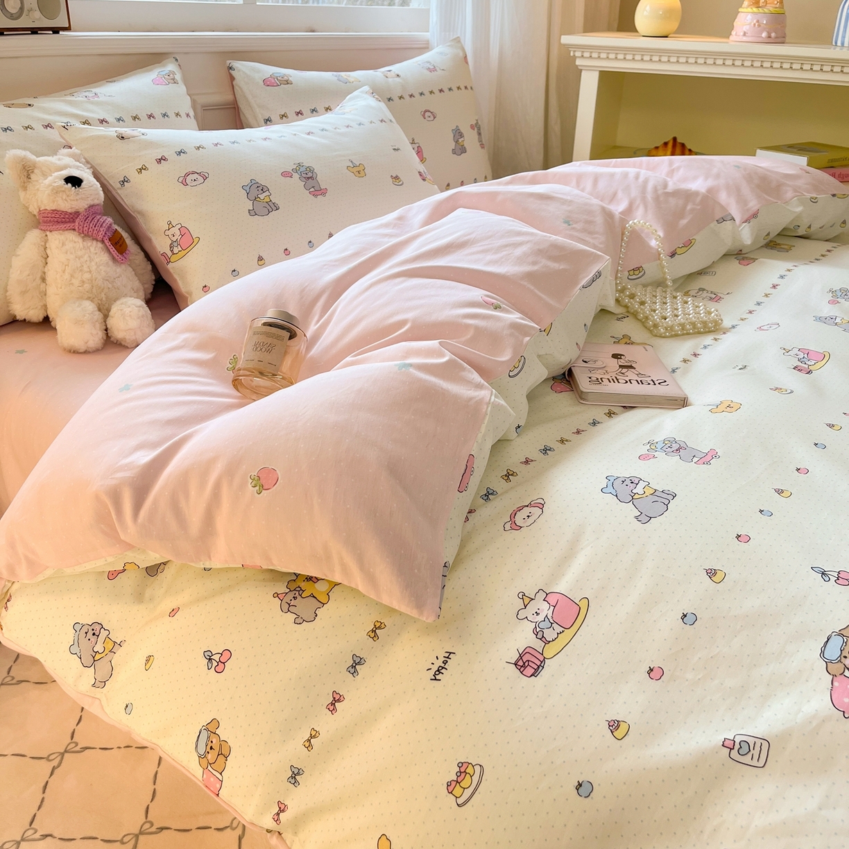 91家纺网 家纺一手货源 找家纺 博雅 2026新款全棉纯棉卡通四件套 萌宠日记