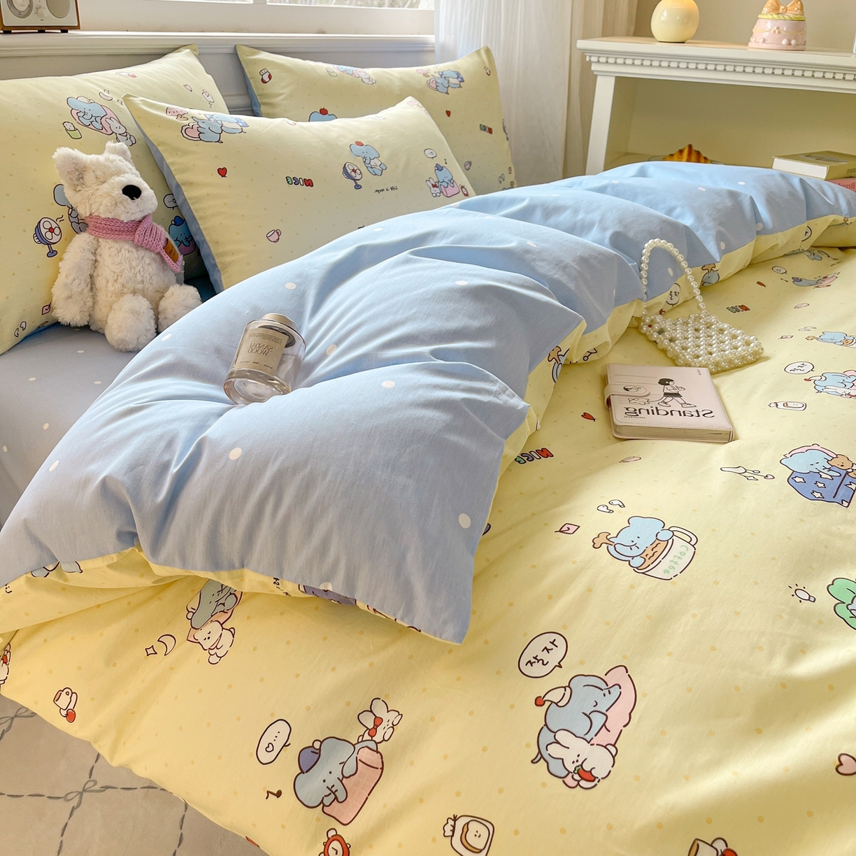 91家纺网 家纺一手货源 找家纺 博雅 2026新款全棉纯棉卡通四件套 晚安小象