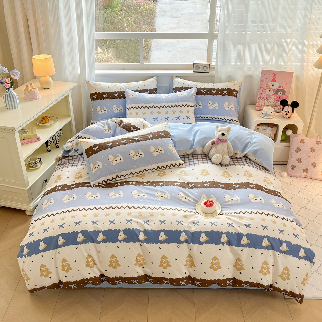 91家纺网 家纺一手货源 找家纺 博雅 2026新款全棉纯棉卡通四件套 雪地小狗