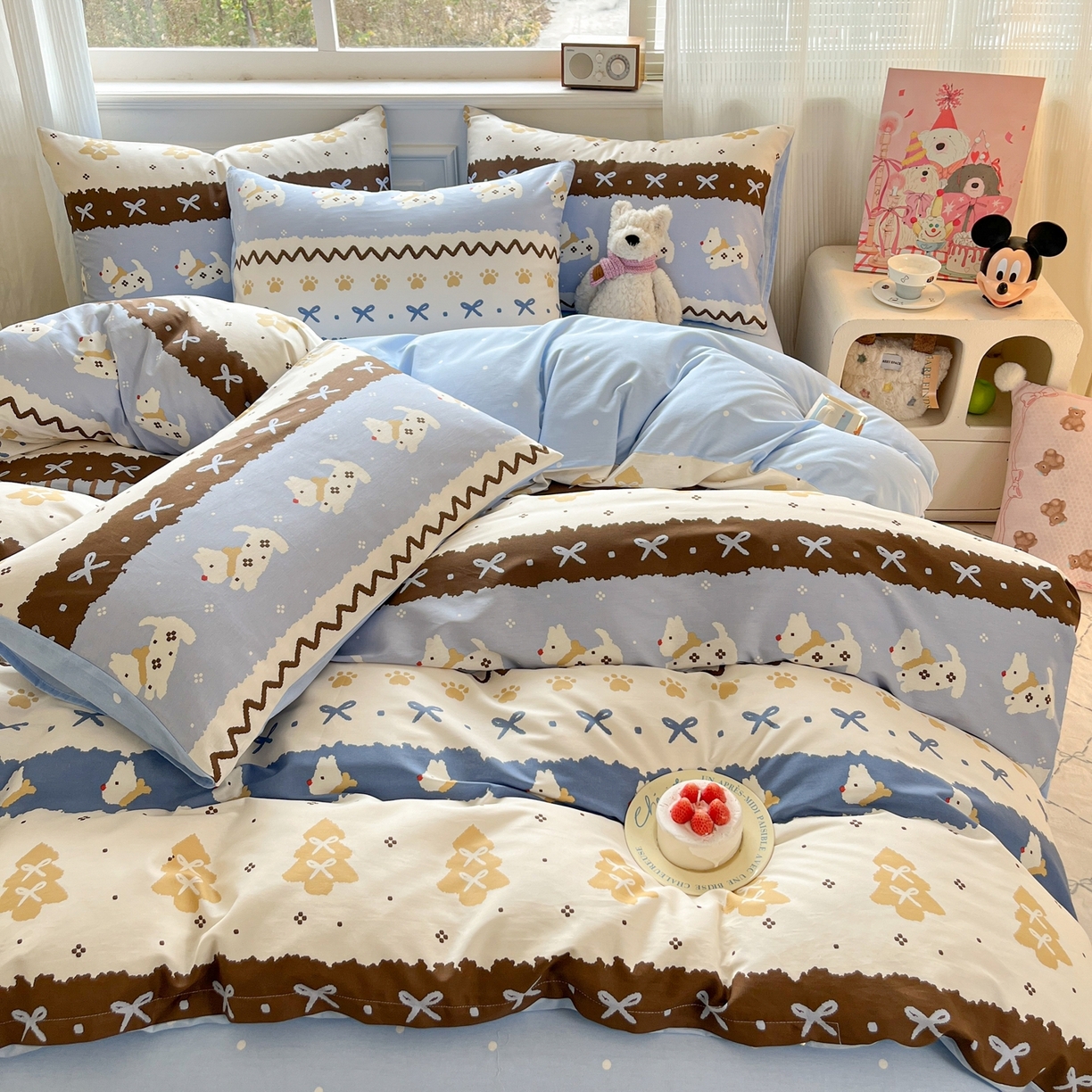 91家纺网 家纺一手货源 找家纺 博雅 2026新款全棉纯棉卡通四件套 雪地小狗