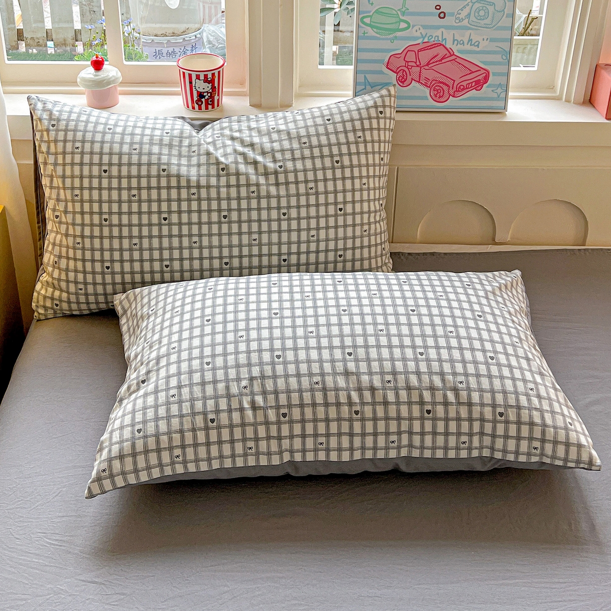 91家纺网 家纺一手货源 找家纺 弗苓家纺 2026新款古法水洗仿棉云感纱四件套小布袋 甜心乐园