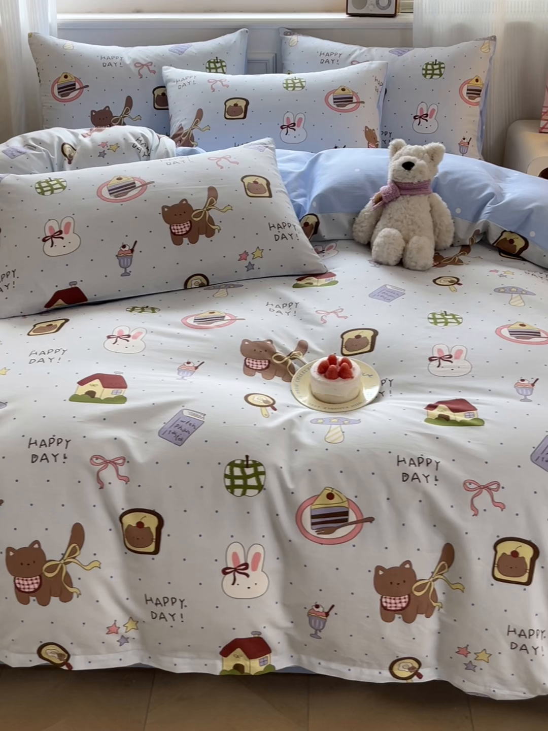 91家纺网 家纺一手货源 找家纺 博雅 2026新款全棉纯棉卡通四件套 甜品屋