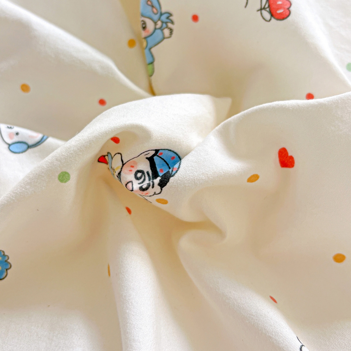 91家纺网 家纺一手货源 找家纺 弗苓家纺 2026新款古法水洗仿棉云感纱四件套小布袋 童趣