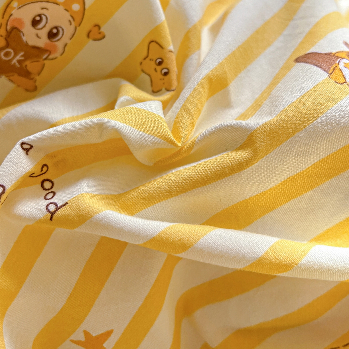 91家纺网 家纺一手货源 找家纺 弗苓家纺 2026新款古法水洗仿棉云感纱四件套小布袋 晚安小星星