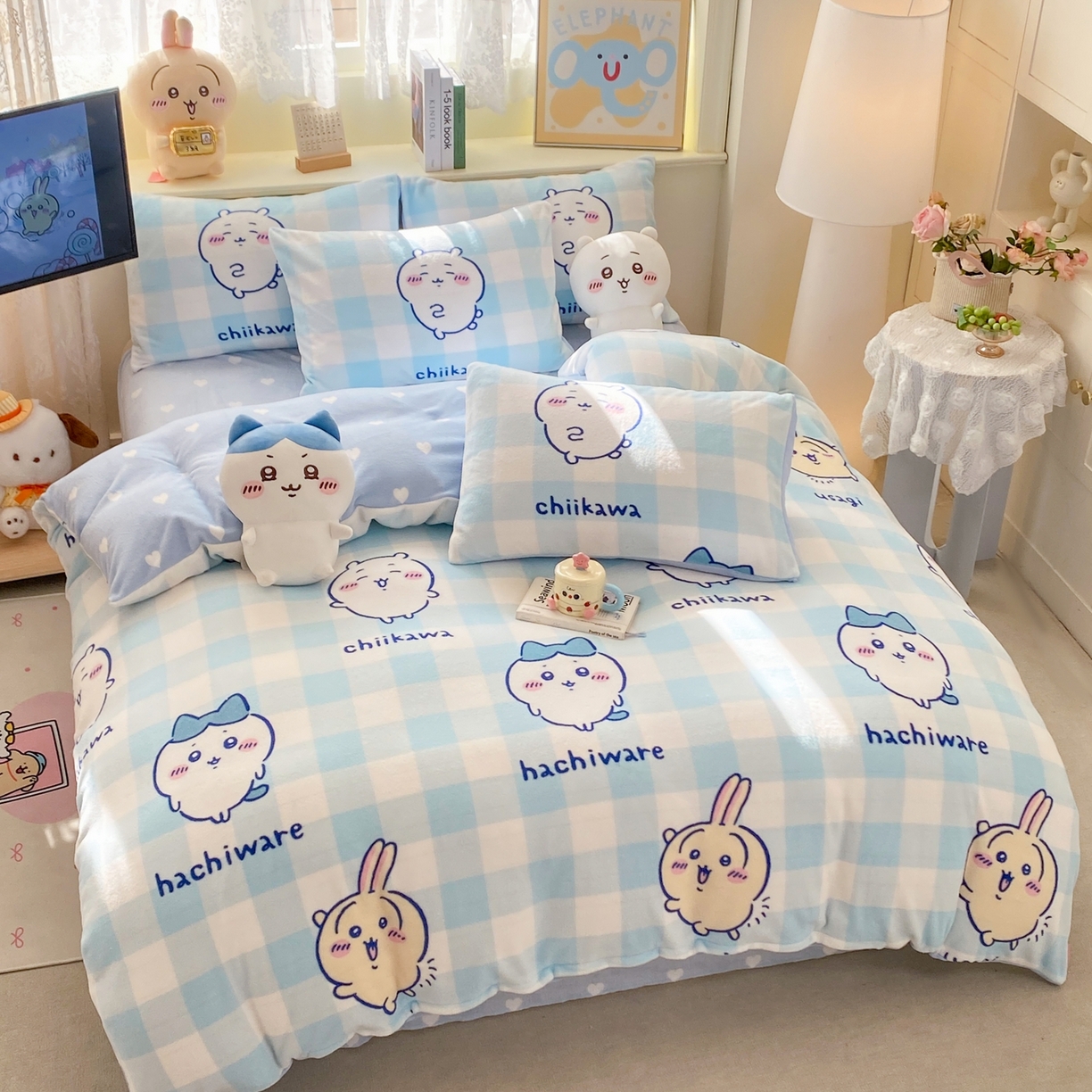 91家纺网 家纺一手货源 找家纺 博雅 2026新款卡哇正版授权高克重牛奶绒四件套 绒蓝格吉伊卡哇