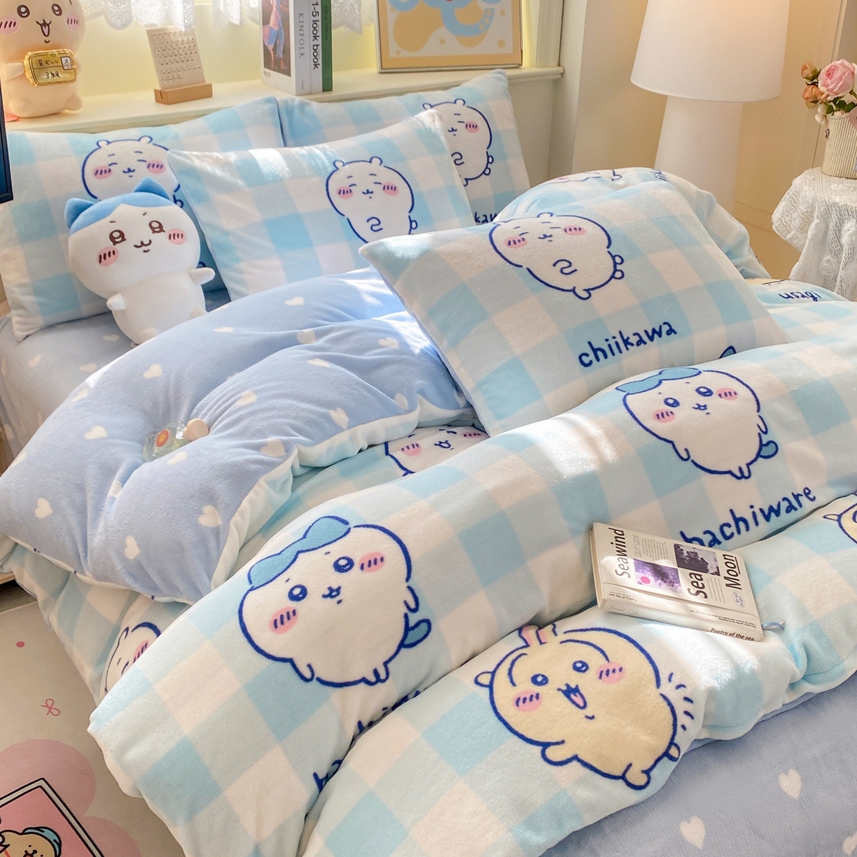 91家纺网 家纺一手货源 找家纺 博雅 2026新款卡哇正版授权高克重牛奶绒四件套 绒蓝格吉伊卡哇