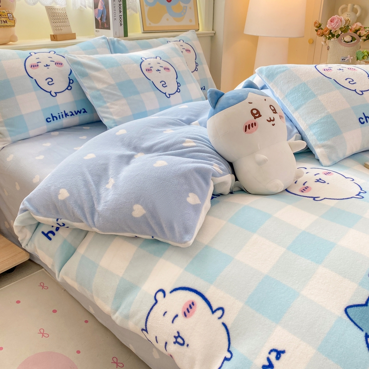 91家纺网 家纺一手货源 找家纺 博雅 2026新款卡哇正版授权高克重牛奶绒四件套 绒蓝格吉伊卡哇