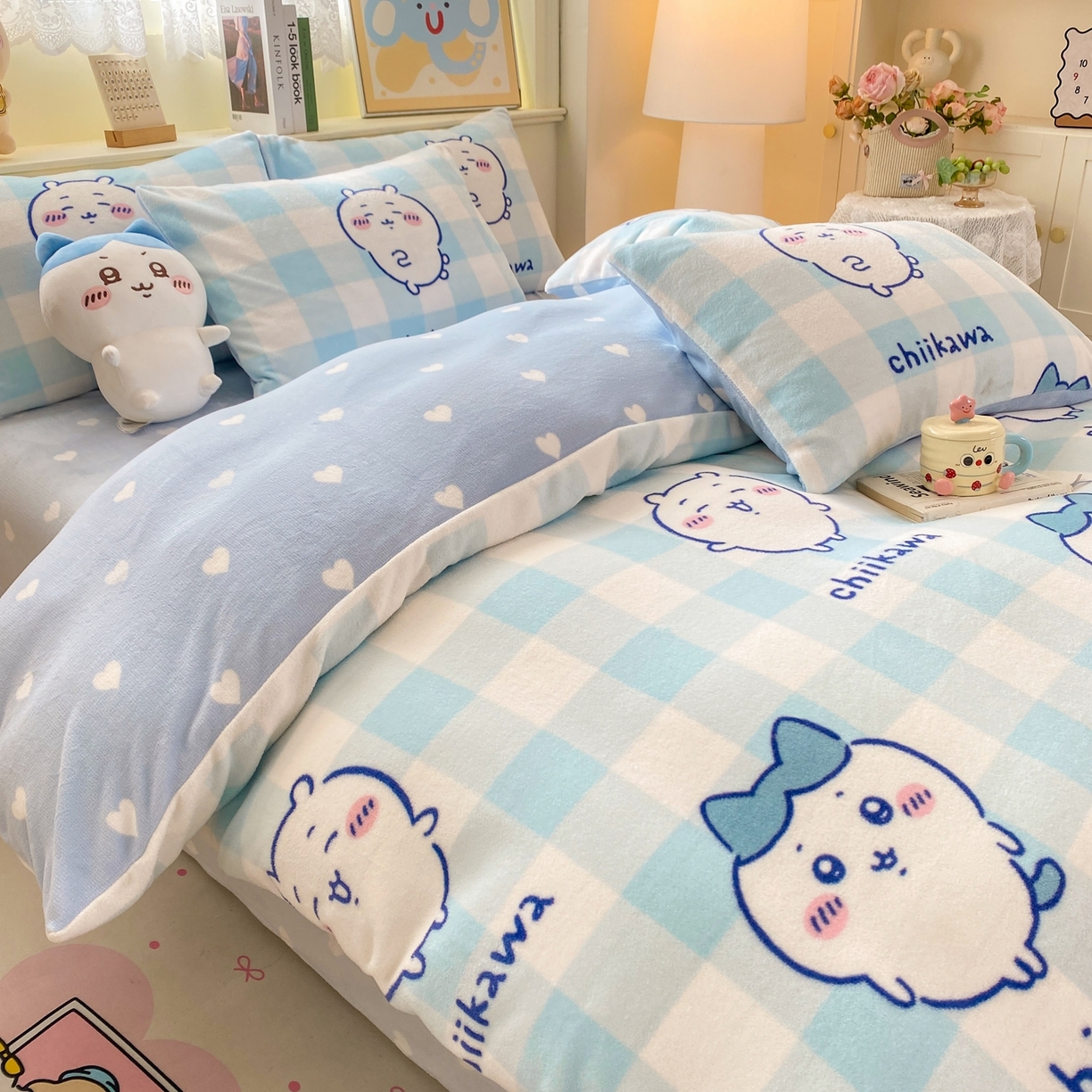 91家纺网 家纺一手货源 找家纺 博雅 2026新款卡哇正版授权高克重牛奶绒四件套 绒蓝格吉伊卡哇